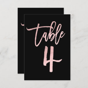 Rose Gold Pink Foil Modern Script Table Number 4