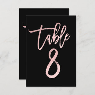 Rose Gold Pink Foil Modern Script Table Number 8