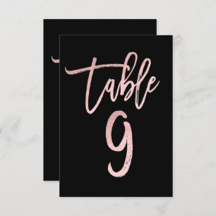 Rose Gold Pink Foil Modern Script Table Number 9
