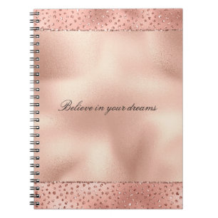 Rose Gold Pink Glam Glitter Dots Notebook