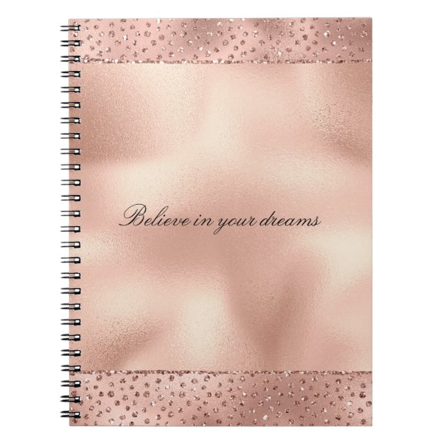 Rose Gold Pink Glam Glitter Dots       Notebook (Front)