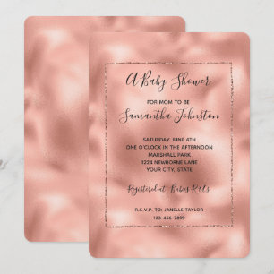 Rose Gold Pink Glam Glitz Baby Shower Invitation