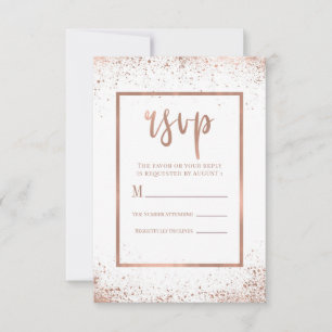 Rose Gold Pink Glam Modern Chic Wedding RSVP Card