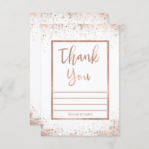 Rose Gold Pink Glam Modern Chic Wedding Thank You Invitation