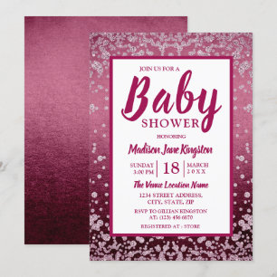 Rose Gold Pink Glitter Baby Shower Invite