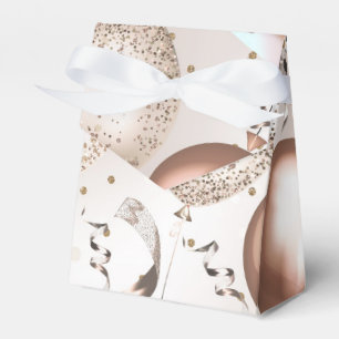 Rose Gold Pink Glitter Balloons Birthday Party Favour Box