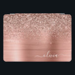 Rose Gold Pink Glitter Brushed Metal Monogram iPad Pro Cover<br><div class="desc">Rose Gold - Blush Pink Faux Foil Metallic Sparkle Glitter Brushed Metal Monogram Name Laptop Case. This makes the perfect sweet 16 birthday,  wedding,  bridal shower,  anniversary,  baby shower or bachelorette party gift for someone that loves glam luxury and chic styles.</div>