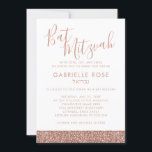 Rose Gold Pink Glitter Chic Minimal Bat Mitzvah Invitation<br><div class="desc">Rose gold muted pink glitter stripe Bat Mitzvah invitation with space for a Hebrew Name is modern, minimal, simple and trendy and elegant for the sophisticated young lady. • • • • • Click CUSTOMIZE FURTHER to change fonts, text and background colours or edit design as you like for a fully personalised invitation. • • • • • •  See...</div>