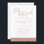 Rose Gold Pink Glitter Chic Minimal Bat Mitzvah Invitation<br><div class="desc">Rose gold muted pink glitter stripe Bat Mitzvah invitation with space for a Hebrew Name is modern, minimal, simple and trendy and elegant for the sophisticated young lady. • • • • • Click CUSTOMIZE FURTHER to change fonts, text and background colours or edit design as you like for a fully personalised invitation. • • • • • •  See...</div>