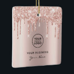 Rose Gold Pink Glitter Drips Lash Christmas Ceramic Ornament<br><div class="desc">Rose Gold Pink Glitter Drips Glam Luxury Lash Christmas Ceramic Ornament. Choose background colour and logo size.
Custom Your Photo Christmas Tree Decor gift Ceramic Ornament in blush pink girly shining tones</div>