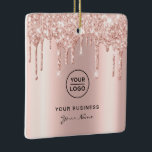 Rose Gold Pink Glitter Drips Lash Christmas Ceramic Ornament<br><div class="desc">Rose Gold Pink Glitter Drips Glam Luxury Lash Christmas Ceramic Ornament. Choose background colour and logo size.
Custom Your Photo Christmas Tree Decor gift Ceramic Ornament in blush pink girly shining tones</div>