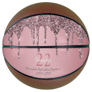 Rose Gold Pink Glitter Drips Name Team Number Year Basketball