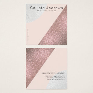 Rose Gold Pink Glitter Geo Heart Necklace Display