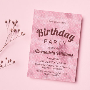Rose gold pink glitter gradient mermaid Birthday Invitation