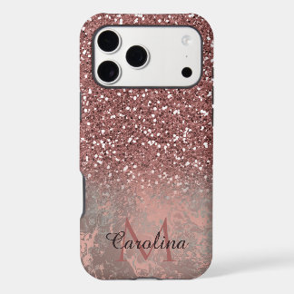 Rose Gold Pink Glitter, Grey Marble, Personalised