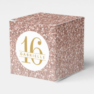 Rose Gold Pink Glitter Modern Any Age Birthday Favour Box