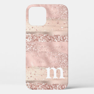Rose Gold Pink Glitter Monogram Case-Mate iPhone 12 Case