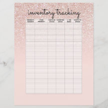 Rose Gold Pink Glitter Ombre Business Inventory