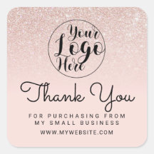 Rose Gold Pink Glitter Ombre Customer Thank You