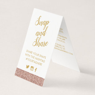 Rose Gold Pink Glitter Party Hashtag Sign Card