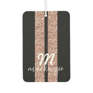 Rose Gold Pink Glitter Racing Stripes Custom Car Car Air Freshener