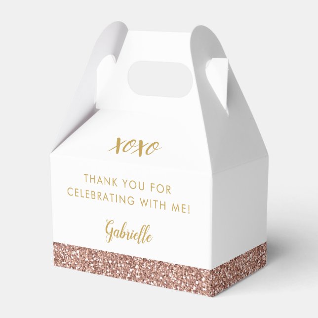 Rose Gold Pink Glitter Simple Modern Girl Birthday Favour Box (Front Side)