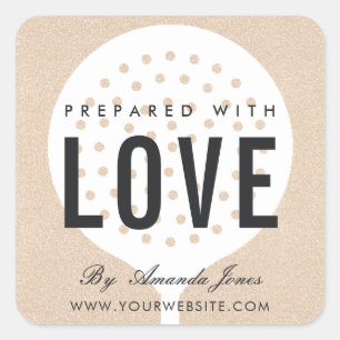 ROSE GOLD PINK GLITTER SKIMMER PREPARED WITH LOVE SQUARE STICKER
