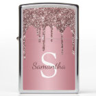 Rose Gold Pink Glitter Sparkle Drip Monogram Name