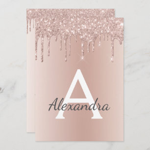 Rose Gold - Pink Glitter Sweet Sixteen Birthday Invitation