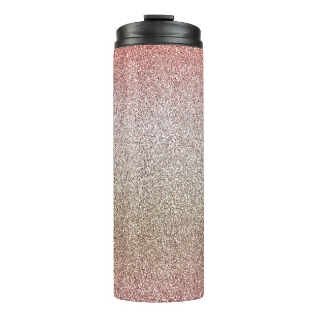 Rose Gold Pink Glitter Thermal Tumbler (Front)