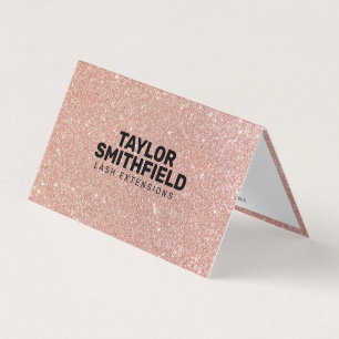 Rose Gold Pink Glitter Trendy Nails Lashes Business Card