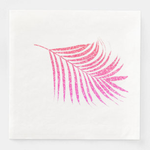 Rose Gold Pink Glitter Tropical Palm Leaf Bridal Napkin
