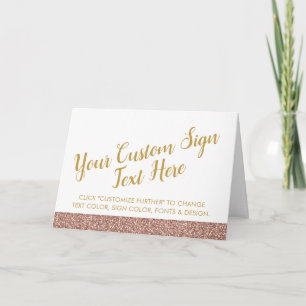 Rose Gold Pink Glitter Wedding Party Custom Tented Card