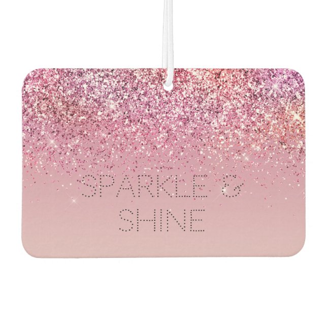 Rose Gold Pink Gold Glitter Sparkle Car Air Freshener (Front)