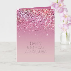 Rose Gold Pink Gold Glitter Sparkle Card
