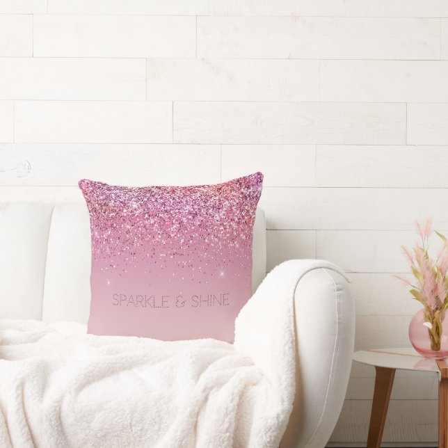 Rose Gold Pink Gold Glitter Sparkle Cushion (Couch)