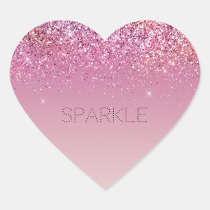 Rose Gold Pink Gold Glitter Sparkle Heart Sticker