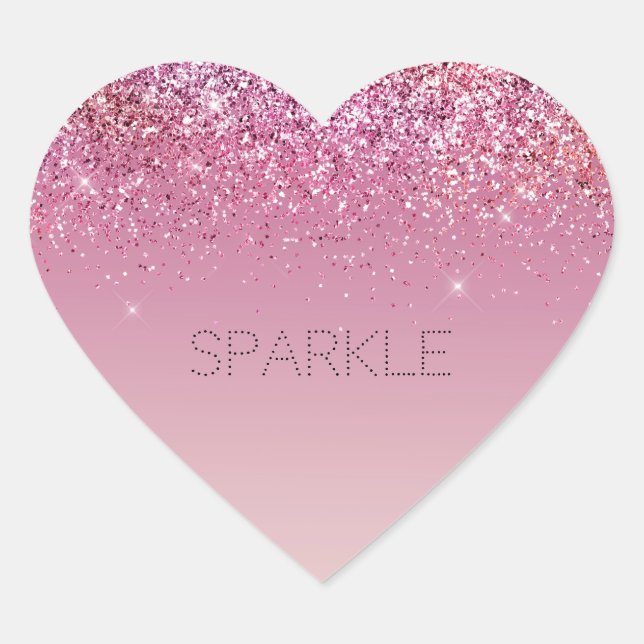 Rose Gold Pink Gold Glitter Sparkle Heart Sticker (Front)