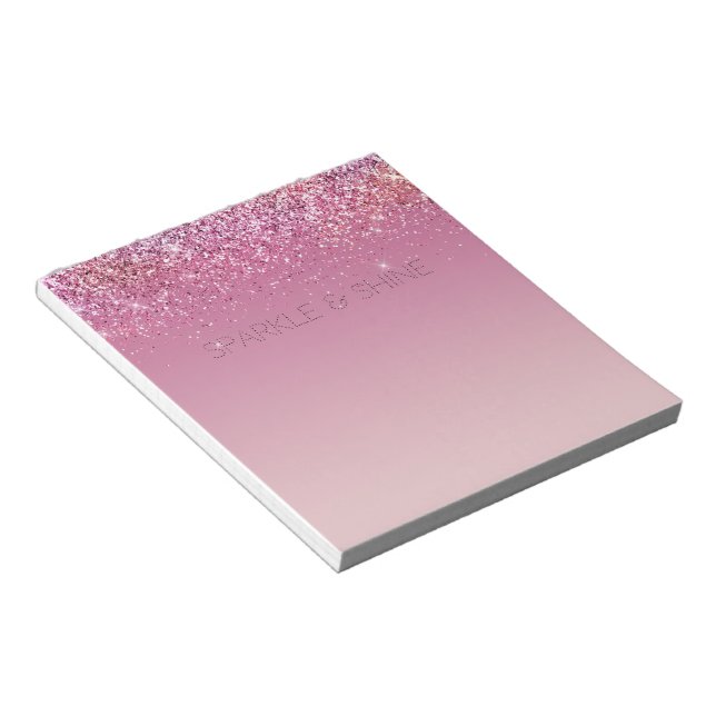 Rose Gold Pink Gold Glitter Sparkle Notepad (Angled)