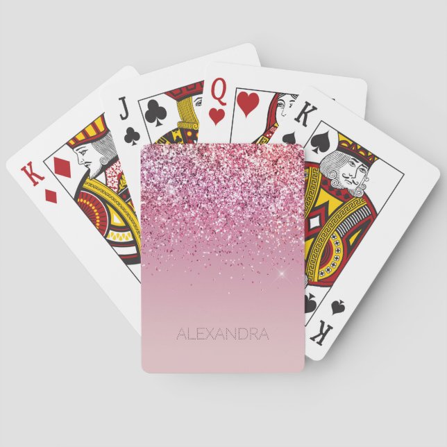 Rose Gold Pink Gold Glitter Sparkle Playing Cards (Back)