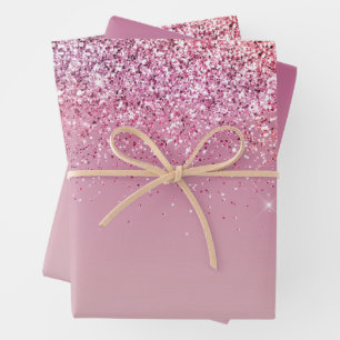 Rose Gold Pink Gold Glitter Sparkle Wrapping Paper Sheet