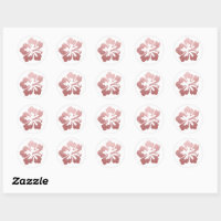 Rose Gold Pink Hibiscus Hawaiian Flower Classic Round Sticker