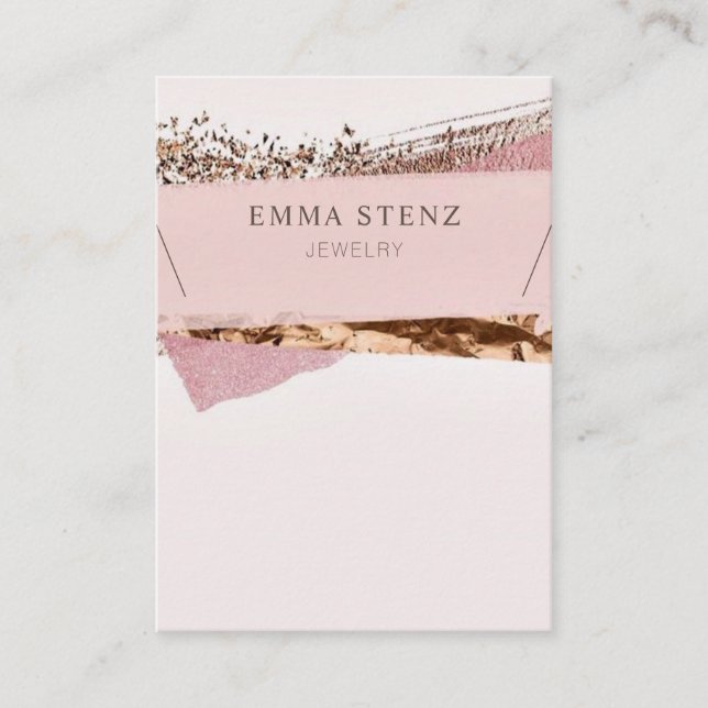 Rose Gold & Pink Label  • Necklace Jewellery Displ Business Card (Front)