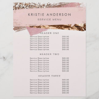 Rose Gold & Pink Label Pricing & Services Flyer