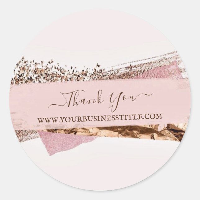 Rose Gold Pink Label Thank You Custom Text (Front)