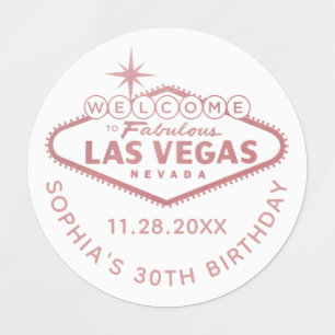Rose Gold Pink Las Vegas Birthday Custom Favour