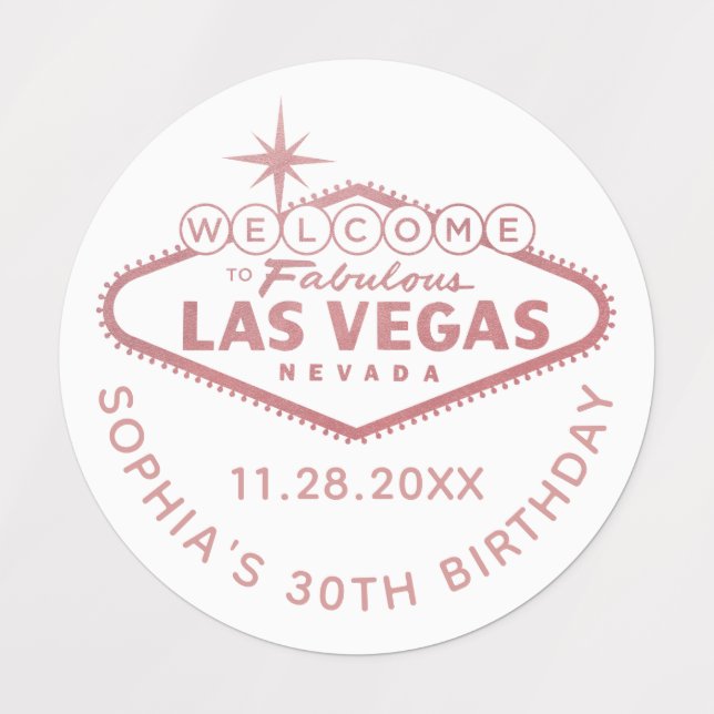 Rose Gold Pink Las Vegas Birthday Custom Favour (Design 1)