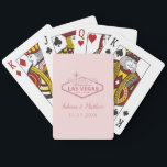 Rose Gold Pink Las Vegas Wedding Playing Cards<br><div class="desc">Rose gold pink wedding in fabulous Las Vegas sign custom playing card favours or bridal party gifts on an editable pink background colour. 

Personalise quickly or change the design and fonts by clicking "CUSTOMIZE FUTHER." Visit our Zazzle Designer Shop for coordinating items for Las Vegas and Destination Weddings.</div>
