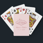 Rose Gold Pink Las Vegas Wedding Playing Cards<br><div class="desc">Rose gold pink wedding in fabulous Las Vegas sign custom playing card favours or bridal party gifts on an editable pink background colour. 

Personalise quickly or change the design and fonts by clicking "CUSTOMIZE FUTHER." Visit our Zazzle Designer Shop for coordinating items for Las Vegas and Destination Weddings.</div>
