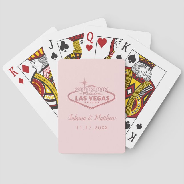 Rose Gold Pink Las Vegas Wedding Playing Cards (Back)